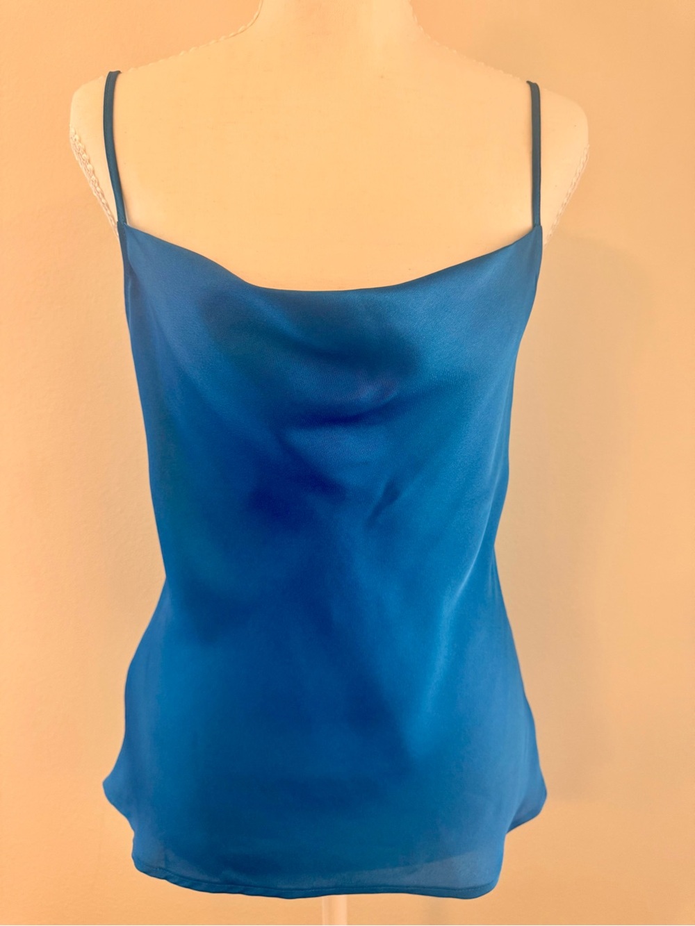 Express Teal-Blue Satin Cowl Cami